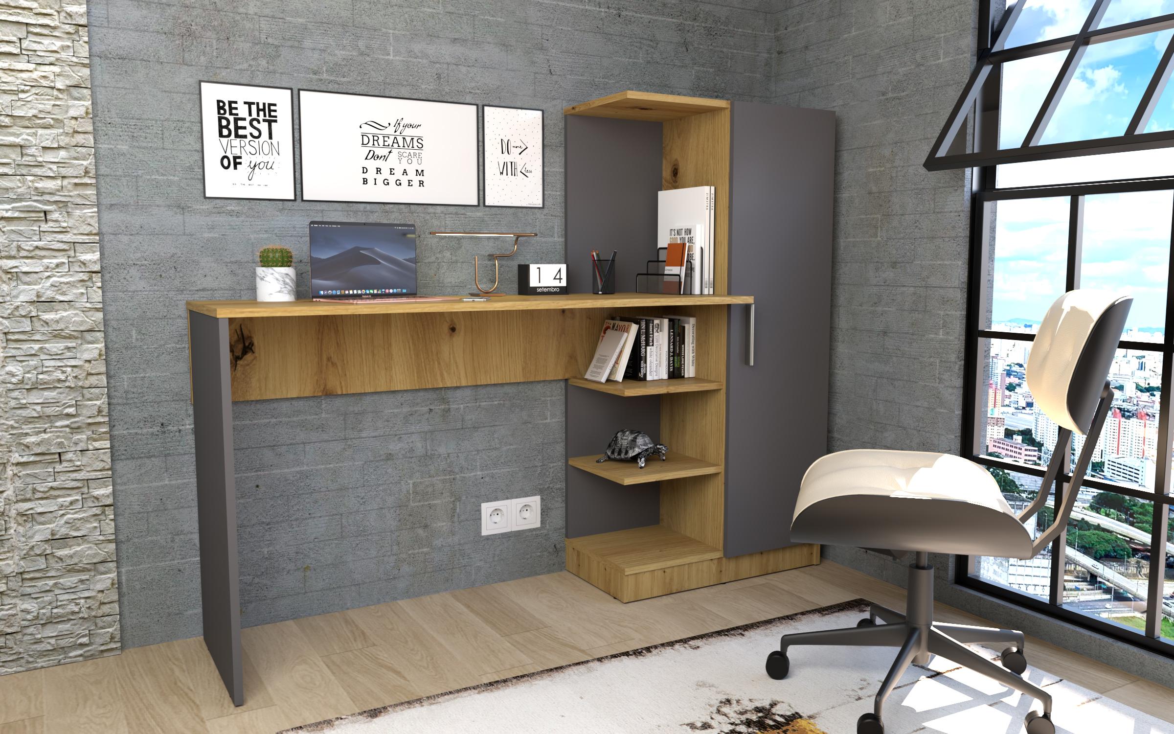 Desk Nazir, Artisan oak + grey graphite  1